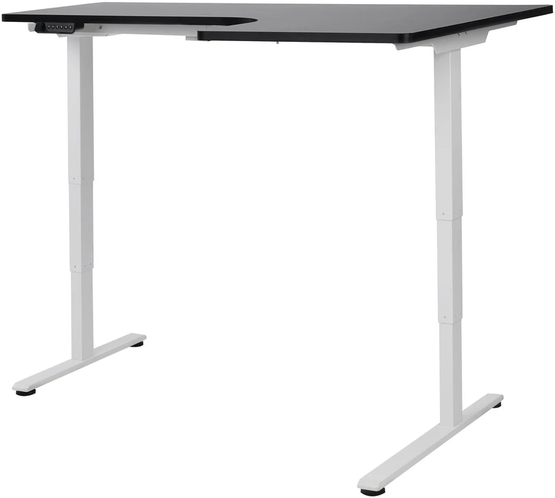 Beliani Reguliuojamo aukščio kampinis stalas DESTINES Juodas/baltas 160 cm 109 cm Dešininis