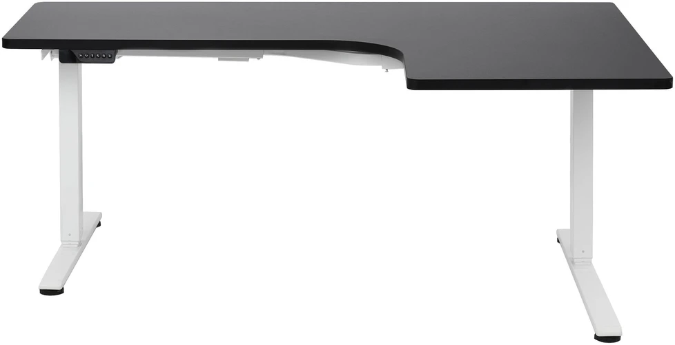 Beliani Reguliuojamo aukščio kampinis stalas DESTINES Juodas/baltas 160 cm 109 cm Dešininis