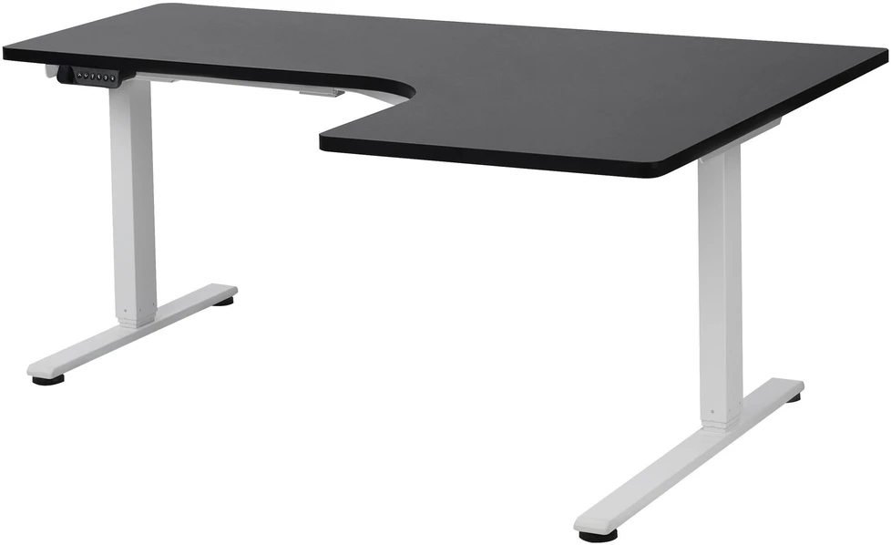 Beliani Reguliuojamo aukščio kampinis stalas DESTINES Juodas/baltas 160 cm 109 cm Dešininis