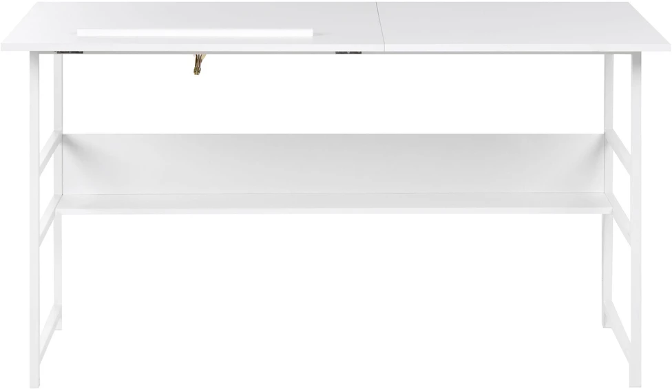 Beliani Reguliuojamo stalviršio braižymo stalas ORAN baltas 140 cm 60 cm