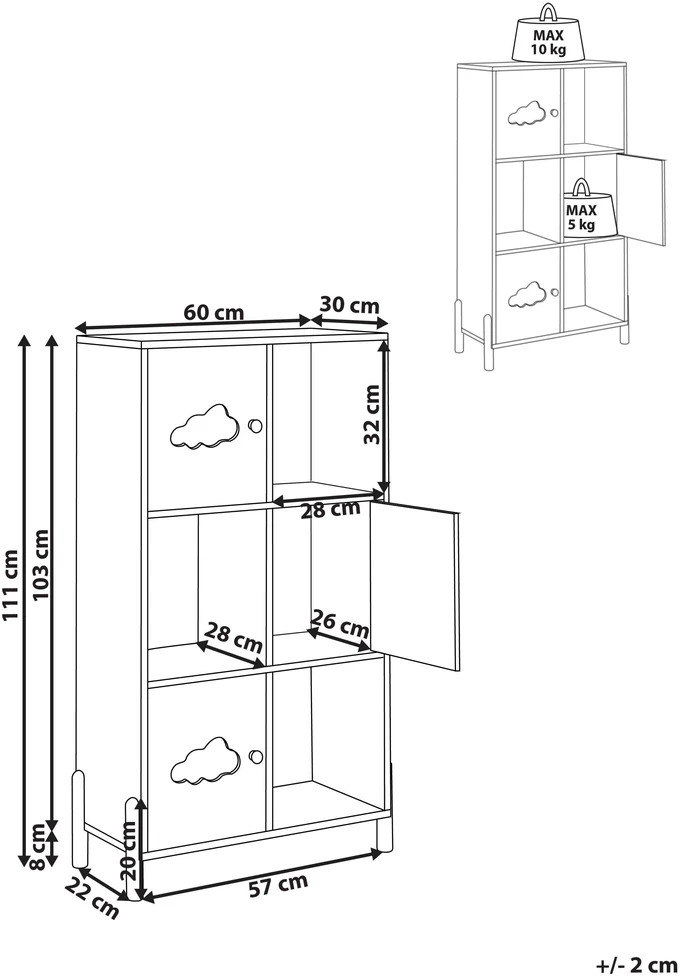 Beliani Rėmas CLOUDY 111 cm baltas