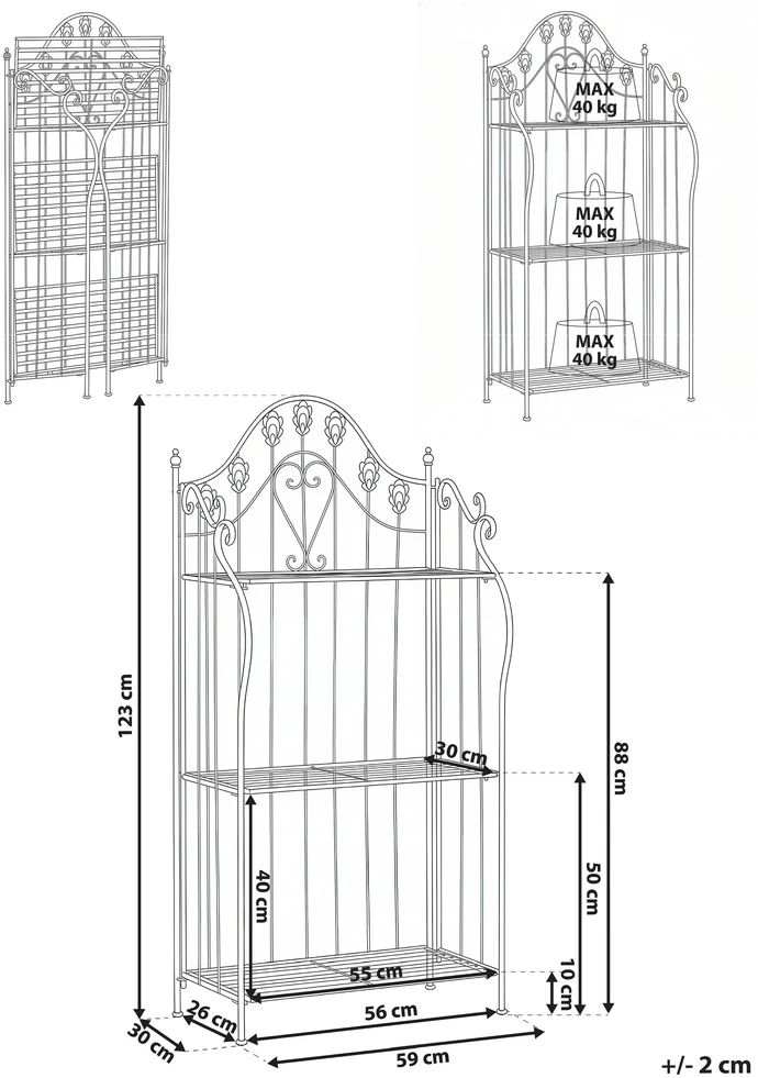 Beliani Rėmas VISANO metalinis 123 cm 59 cm pilkas