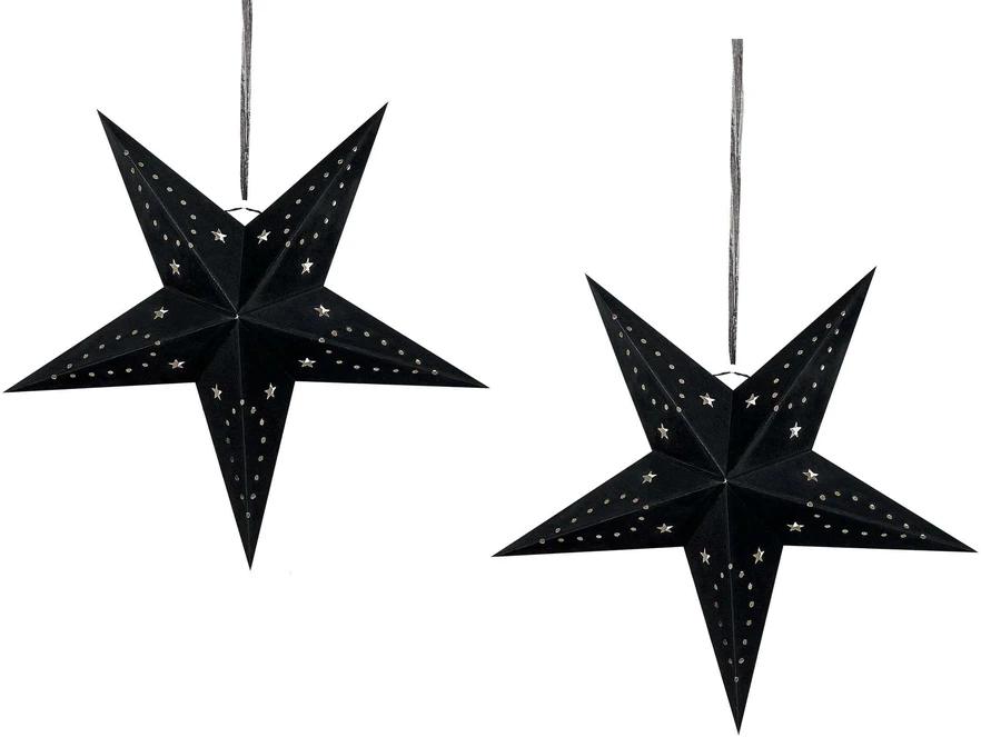 Beliani Rinkinys iš 2 LED pakabinamų dekoracijų MOTTI Žvaigždė 45 cm Juodos spalvos