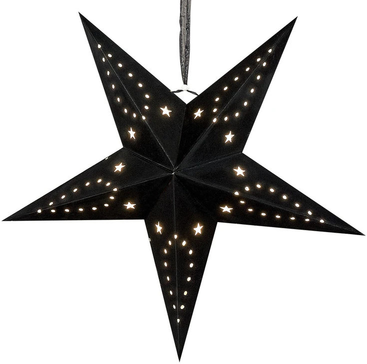 Beliani Rinkinys iš 2 LED pakabinamų dekoracijų MOTTI Žvaigždė 45 cm Juodos spalvos