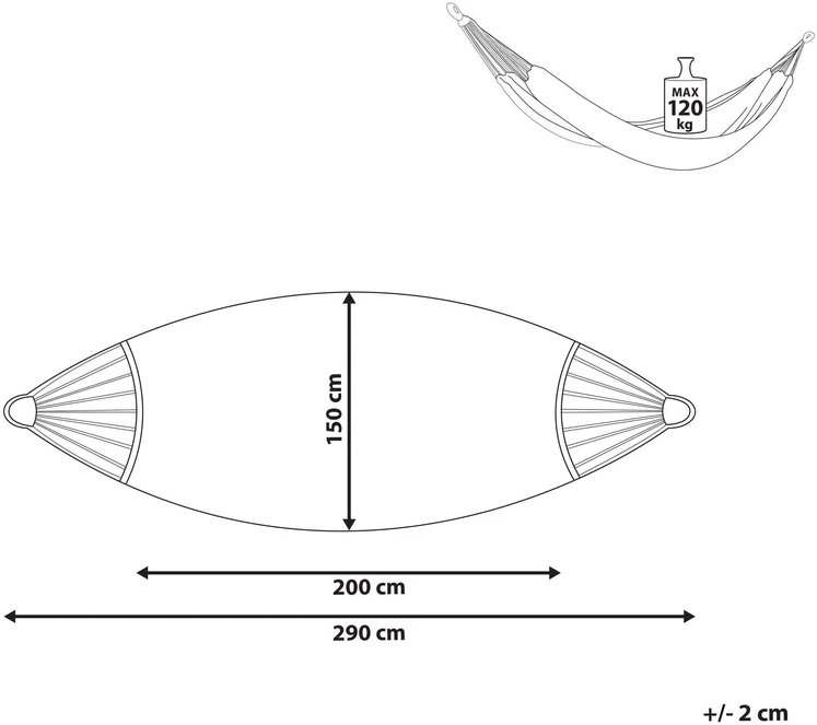 Beliani Sodo hamakas ROCCA, 150 kg, 290 x 150cm, pilkas