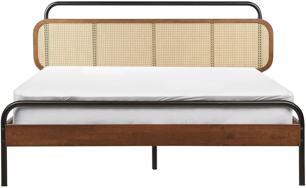 Beliani Rotango lova BOUSSICOURT 160 x 200 cm tamsiai ruda
