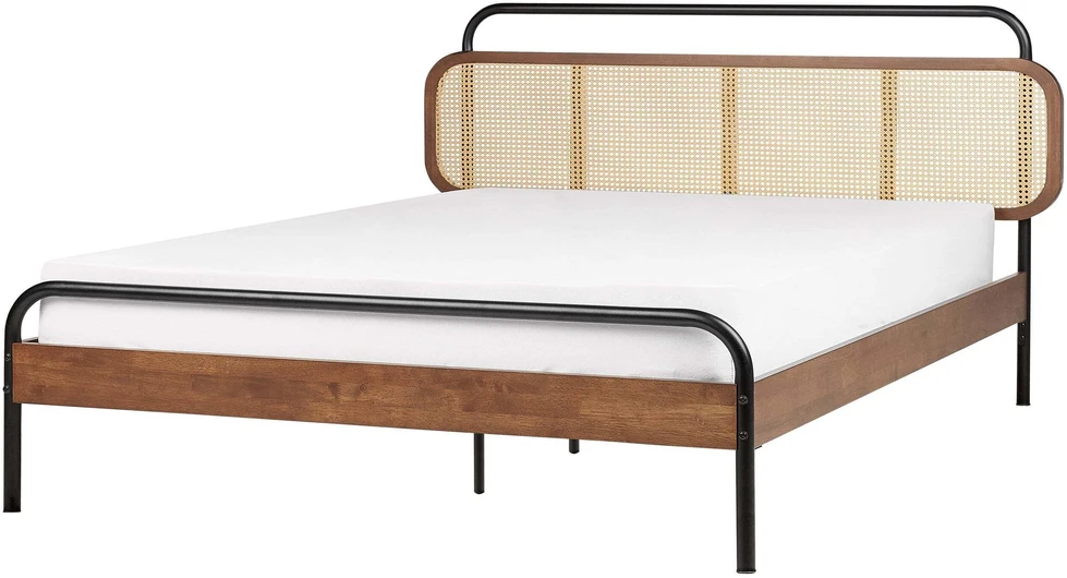 Beliani Rotango lova BOUSSICOURT 180 x 200 cm tamsiai ruda