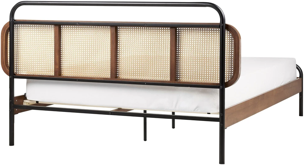 Beliani Rotango lova BOUSSICOURT 180 x 200 cm tamsiai ruda