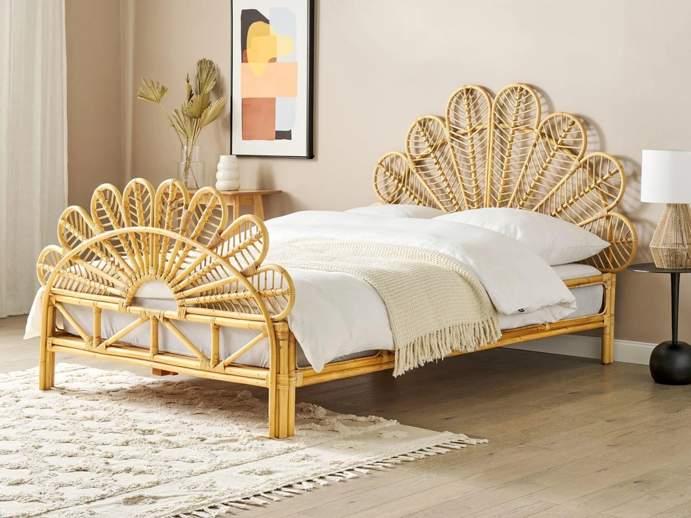 Beliani Rotango lova FLORENTINE 140 x 200 cm šviesiai ruda