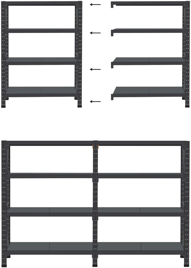 Beliani Sandėliavimo lentyna FIUGGI Metal 200 cm 150 cm Juoda