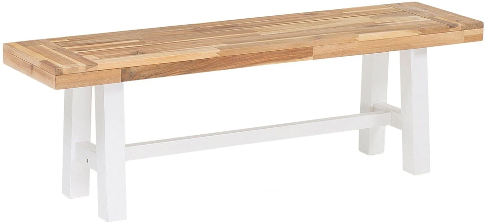 Beliani SCANIA sodo suoliukas 140 cm, akacijos mediena, baltas