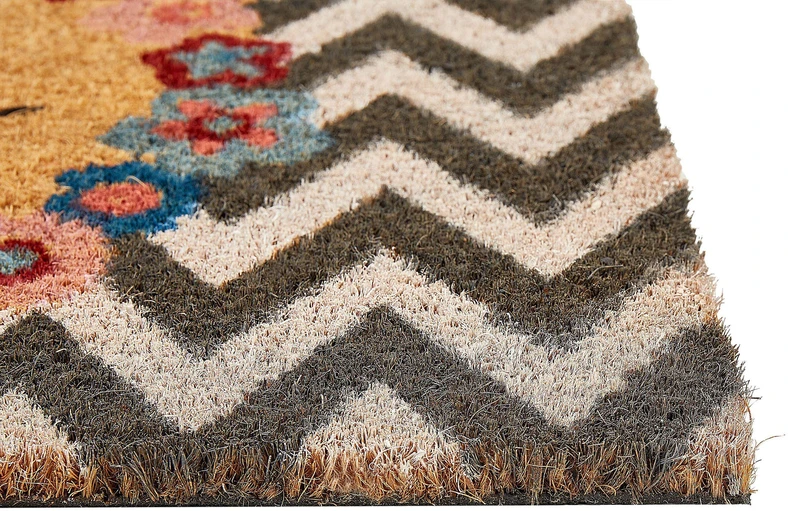 Beliani Sėdimas kilimėlis TAHAN spalvotas 40 x 60 cm užrašas kokoso pluoštas