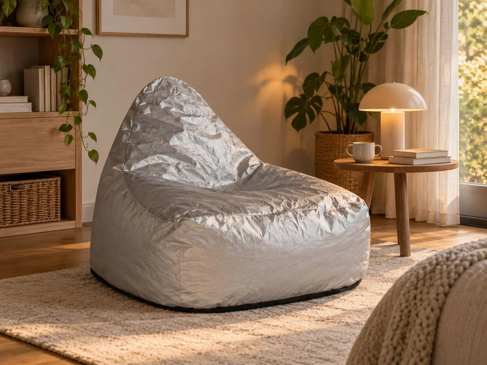 Beliani Sėdmaišis 200 L DROP 63 cm 75 cm sidabrinis