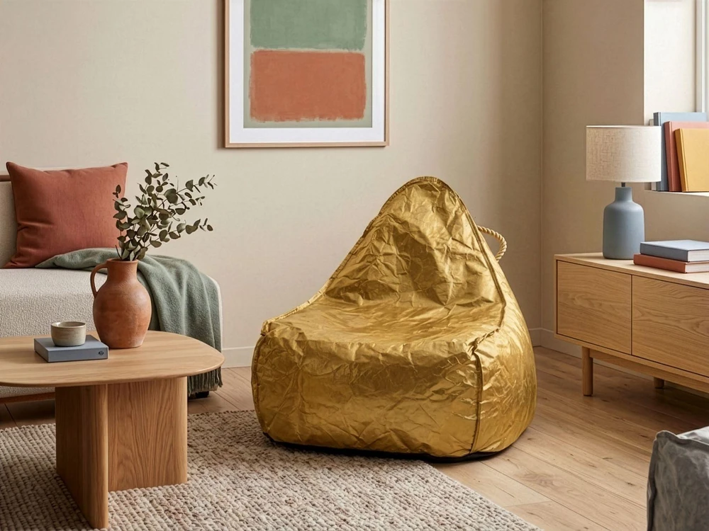 Beliani Sėdmaišis 200 L DROP 63 cm 75 cm auksinis