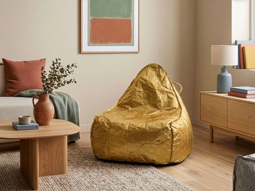 Beliani Sėdmaišis 200 L DROP 63 cm 75 cm auksinis