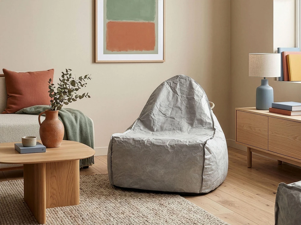 Beliani Sėdmaišis 200 L DROP 63 cm 75 cm šviesiai pilkas