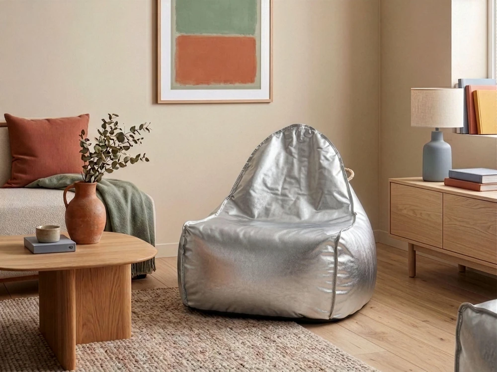Beliani Sėdmaišis 200 L DROP 63 cm 75 cm sidabrinis