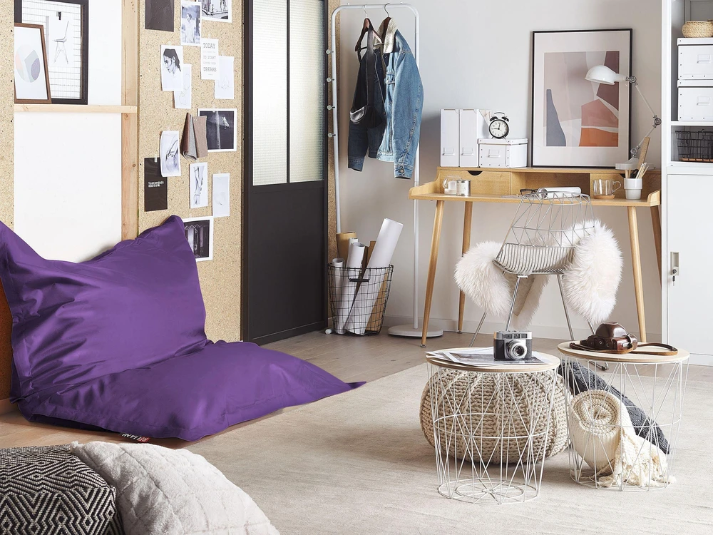 Beliani Sėdmaišis 300 L FUZZY 140 cm 180 cm violetinis