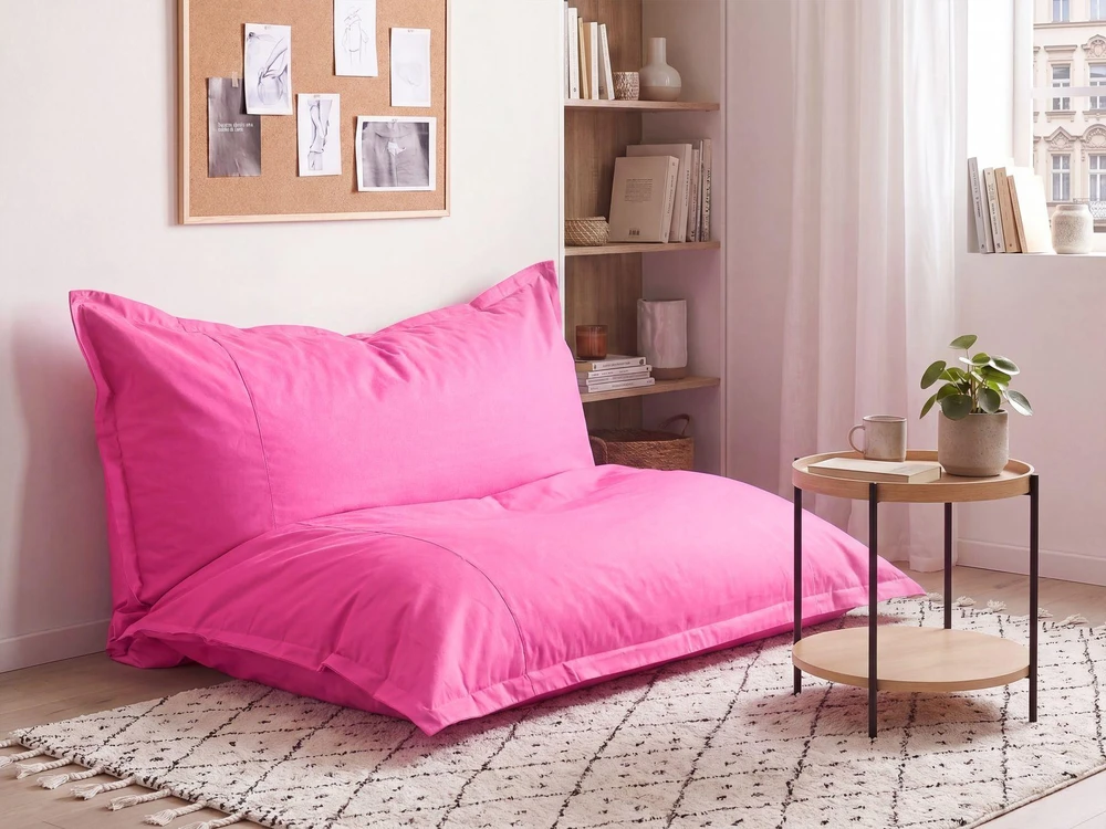 Beliani Sėdmaišis 600 L FUZZY 180 cm 230 cm Fuksijos spalvos