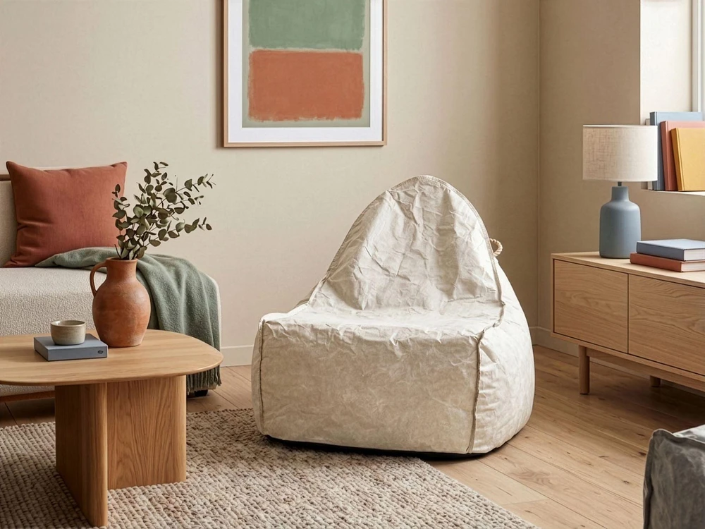 Beliani Sėdmaišis „DROP“ 200 l, 63 × 75 cm, šviesiai smėlinis