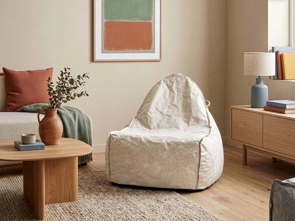 Beliani Sėdmaišis „DROP“ 200 l, 63 × 75 cm, šviesiai smėlinis
