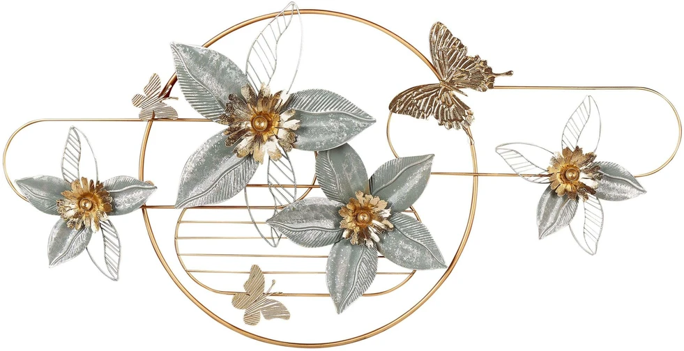 Beliani Sieninė dekoracija TANTALUM gėlė, metalinė, 59 cm, auksinė