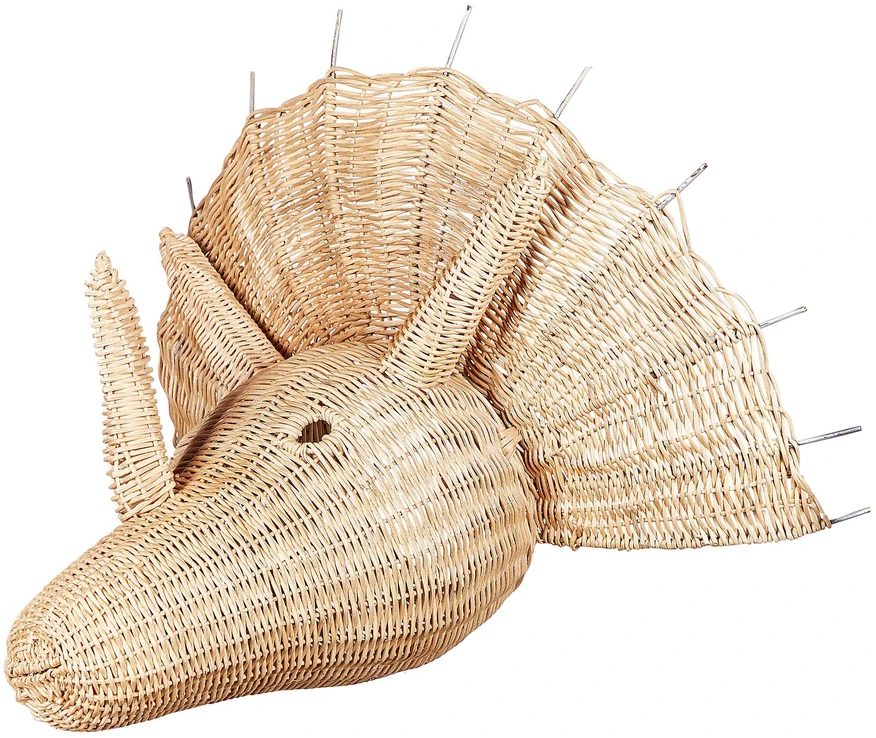 Beliani Sieninis dekoras Dinozauras BIOKO Rattan 44 cm Natūralus