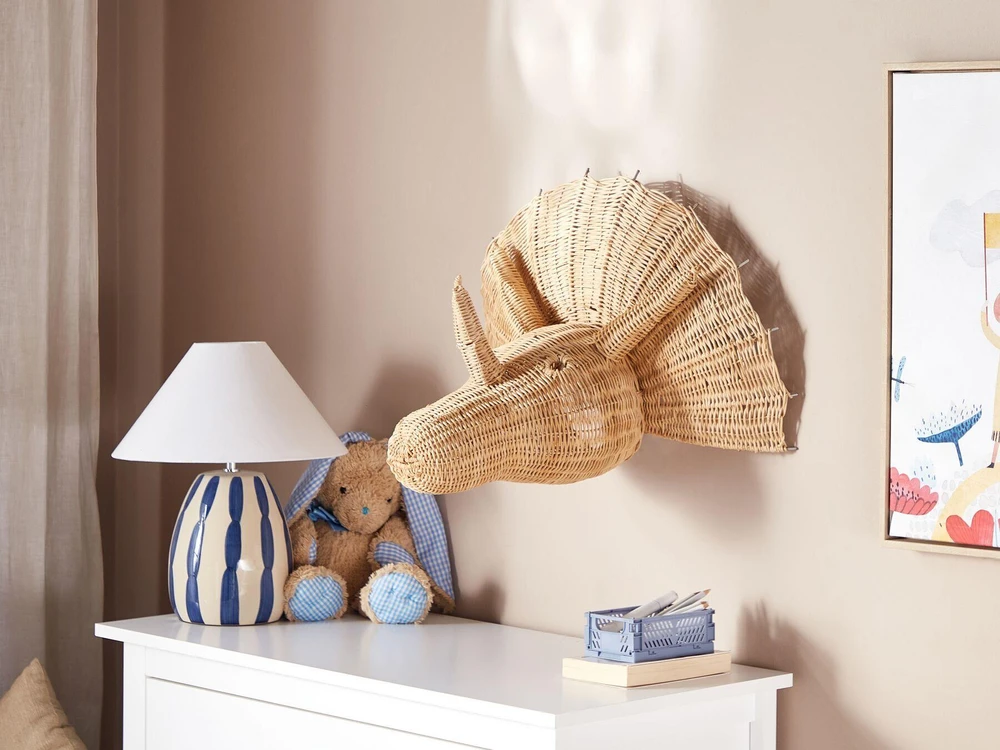 Beliani Sieninis dekoras Dinozauras BIOKO Rattan 44 cm Natūralus
