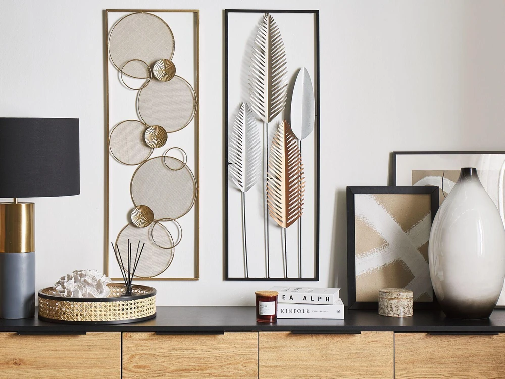 Beliani Sieninis dekoras TUNGSTEN Metalinis 90 cm Auksinis