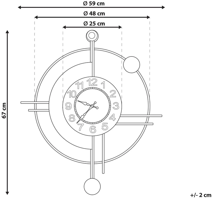 Beliani Sieninis laikrodis ALLOGNY 59 cm metalinis auksinis