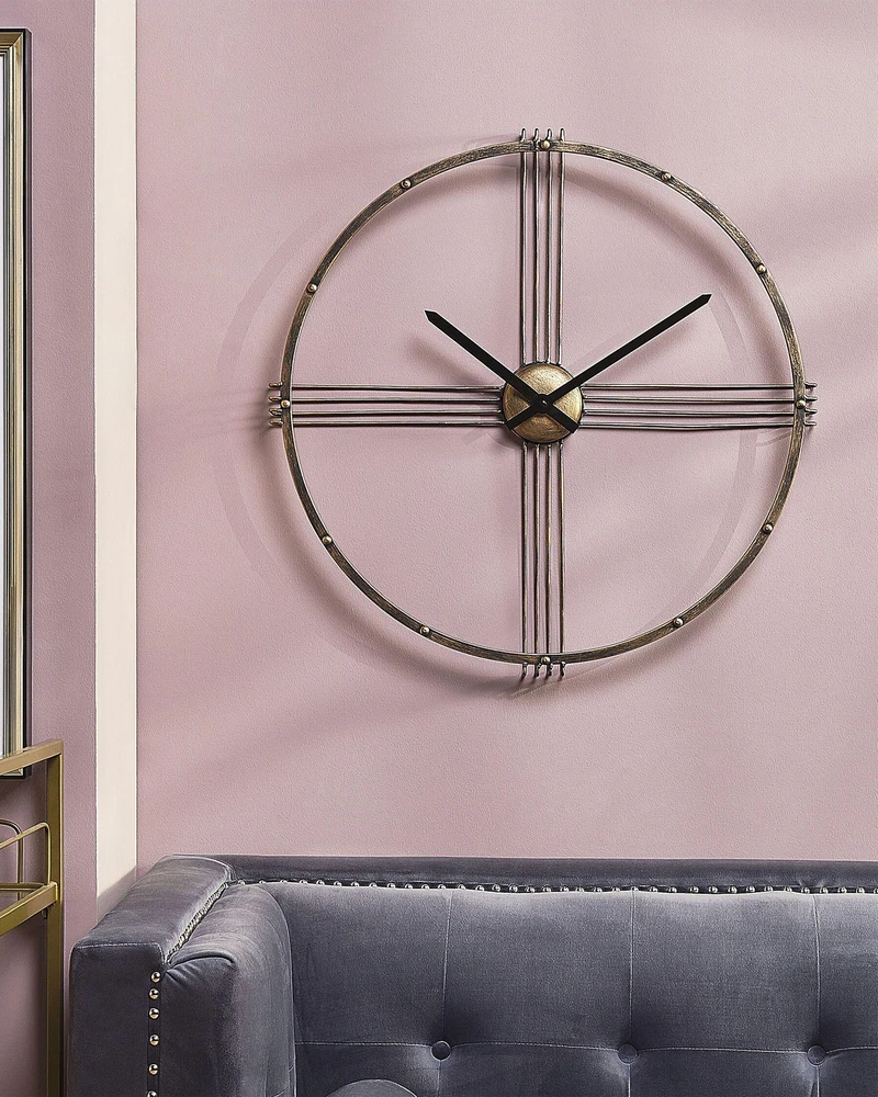 Beliani Sieninis laikrodis ASCONA 64 cm metalinis auksinis