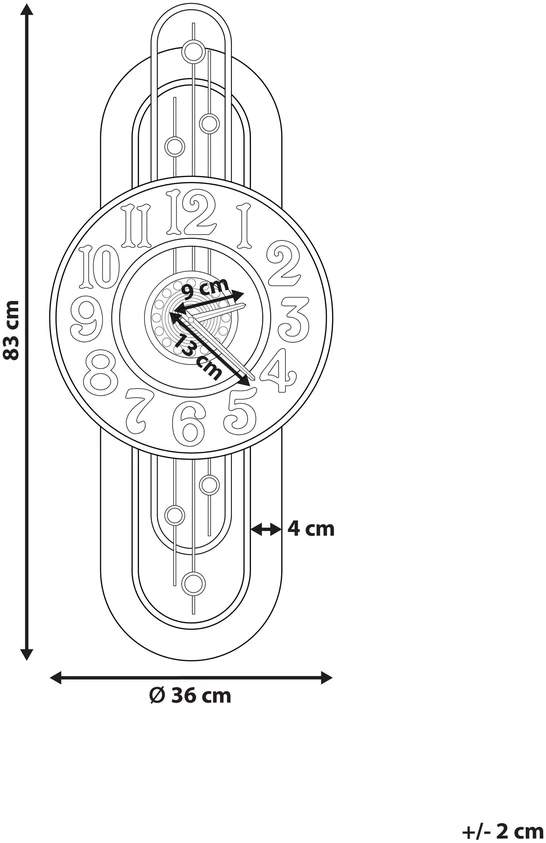 Beliani Sieninis laikrodis NOBELIUM 36 cm metalinis auksinis