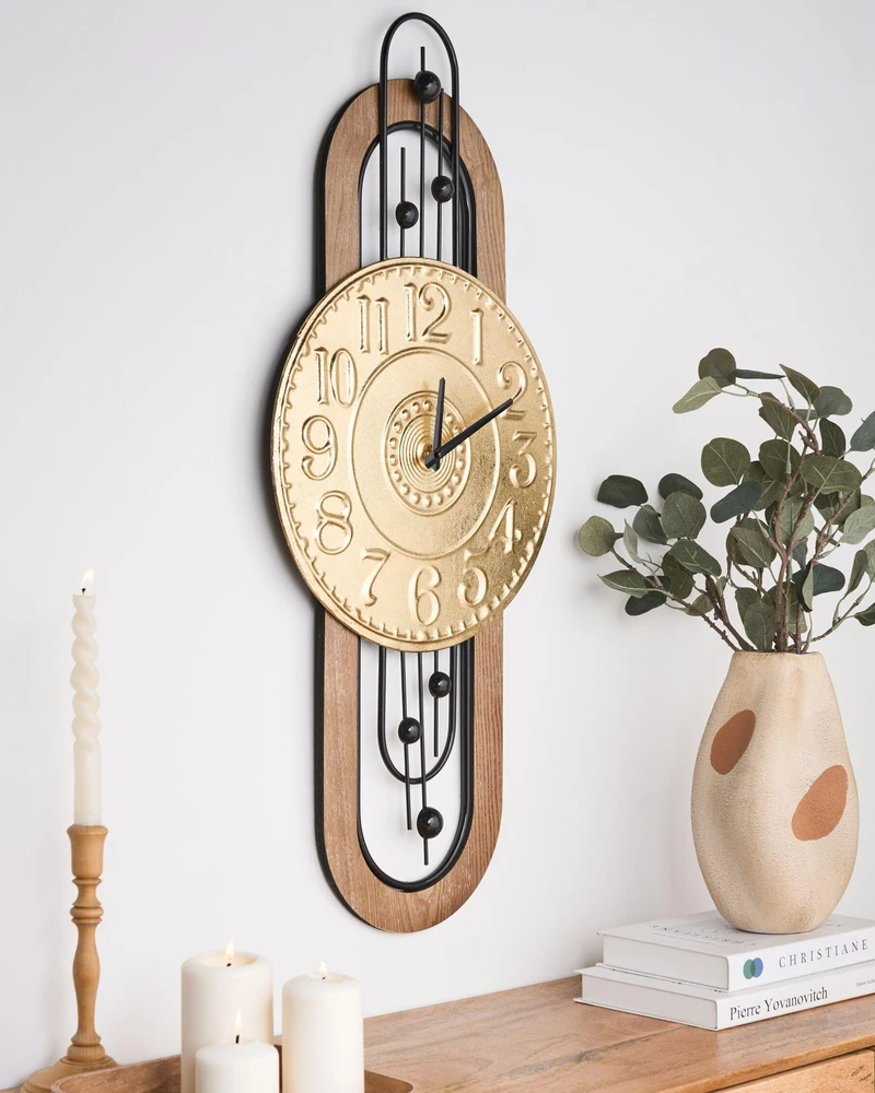 Beliani Sieninis laikrodis NOBELIUM 36 cm metalinis auksinis