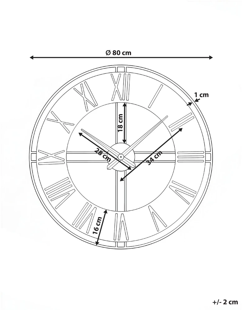 Beliani Sieninis laikrodis PERIGNY 80 cm metalinis juodas