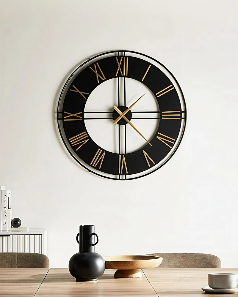 Beliani Sieninis laikrodis PERIGNY 80 cm metalinis juodas