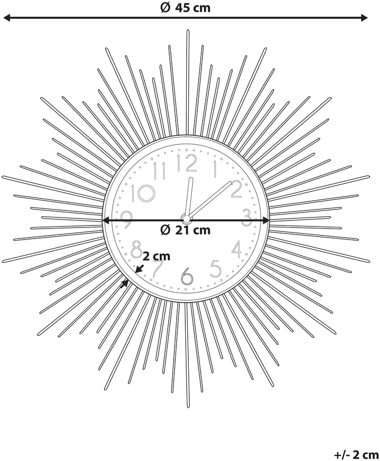 Beliani Sieninis laikrodis SOLURA 45 cm, metalinis, auksinis