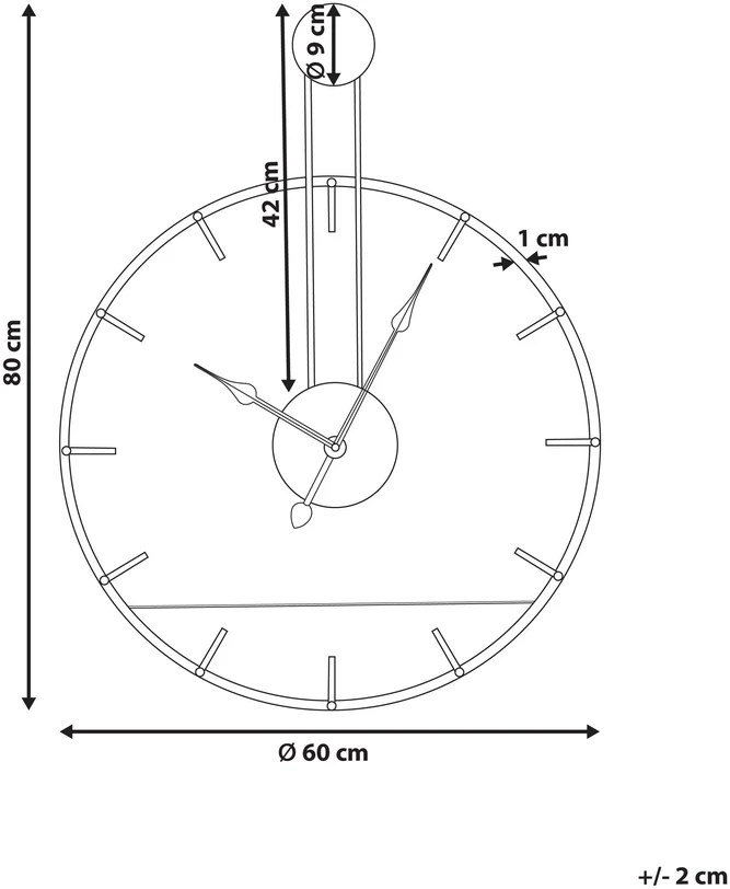 Beliani Sieninis laikrodis TAUGON, 60 cm, metalas, juodas