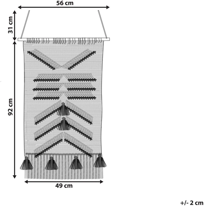Beliani Sieninis makramė PAKPATTAN medvilninis 123 cm juodas