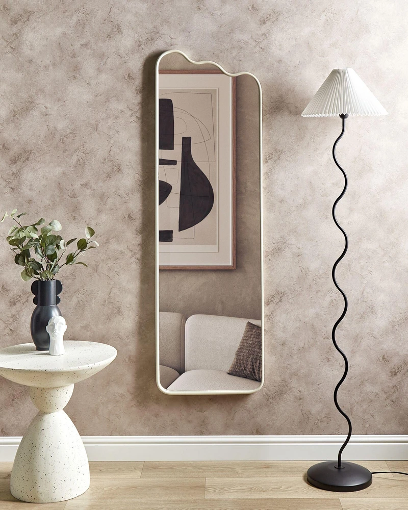 Beliani Sieninis veidrodis ABZAC 45 cm 145 cm metalinis, kreminės baltos spalvos