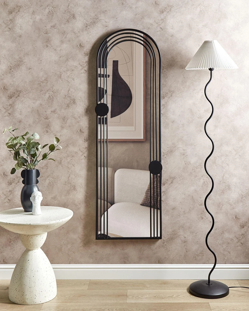 Beliani Sieninis veidrodis AJAIN 45 cm 146 cm metalinis juodas