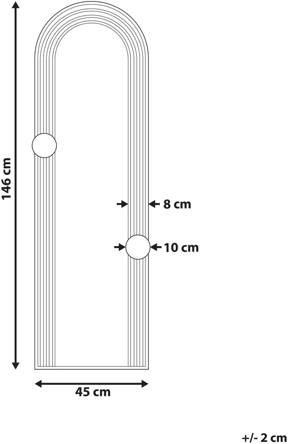 Beliani Sieninis veidrodis AJAIN 45 cm 146 cm metalinis juodas