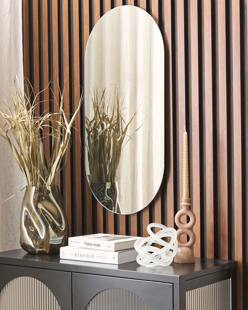Beliani Sieninis veidrodis ALFORTVILLE 40 cm 80 cm sidabrinis