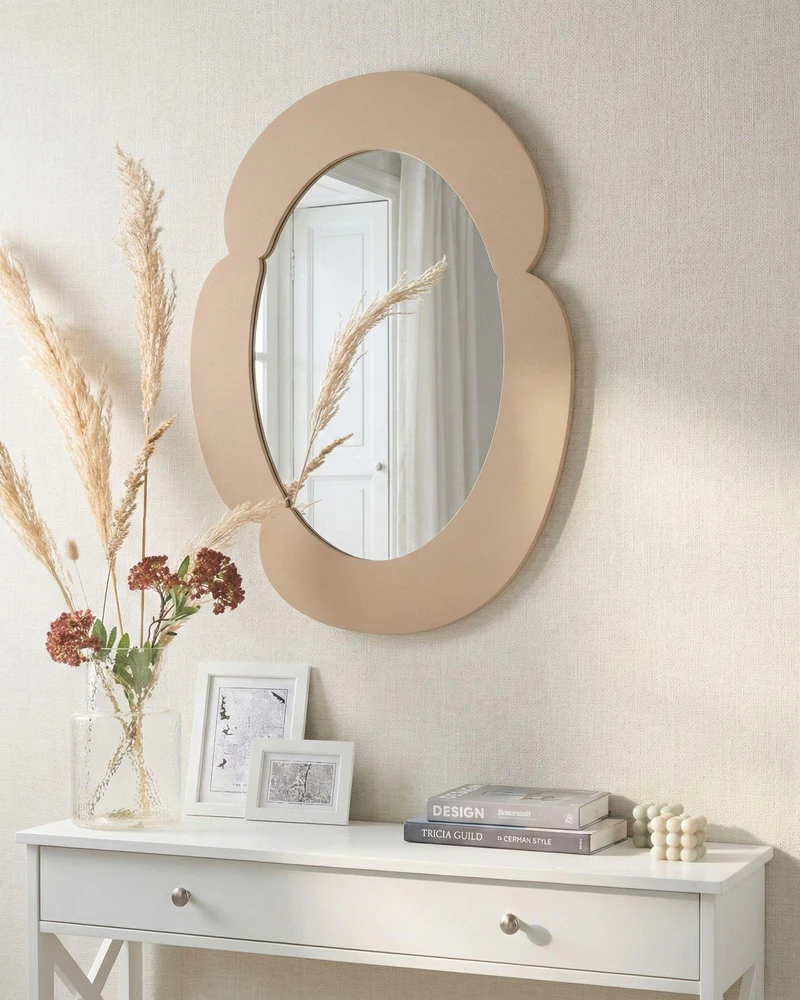 Beliani Sieninis veidrodis ALVENA 60 cm 80 cm smėlio spalvos