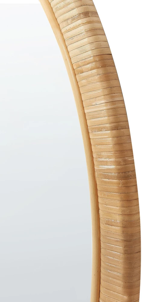 Beliani Sieninis veidrodis ANLEZY 80 cm, natūralus rattanas