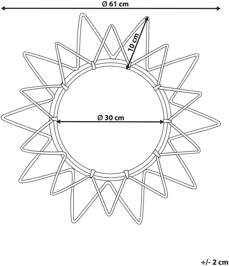Beliani Sieninis veidrodis AROEK 61 cm, rotanas, juodas