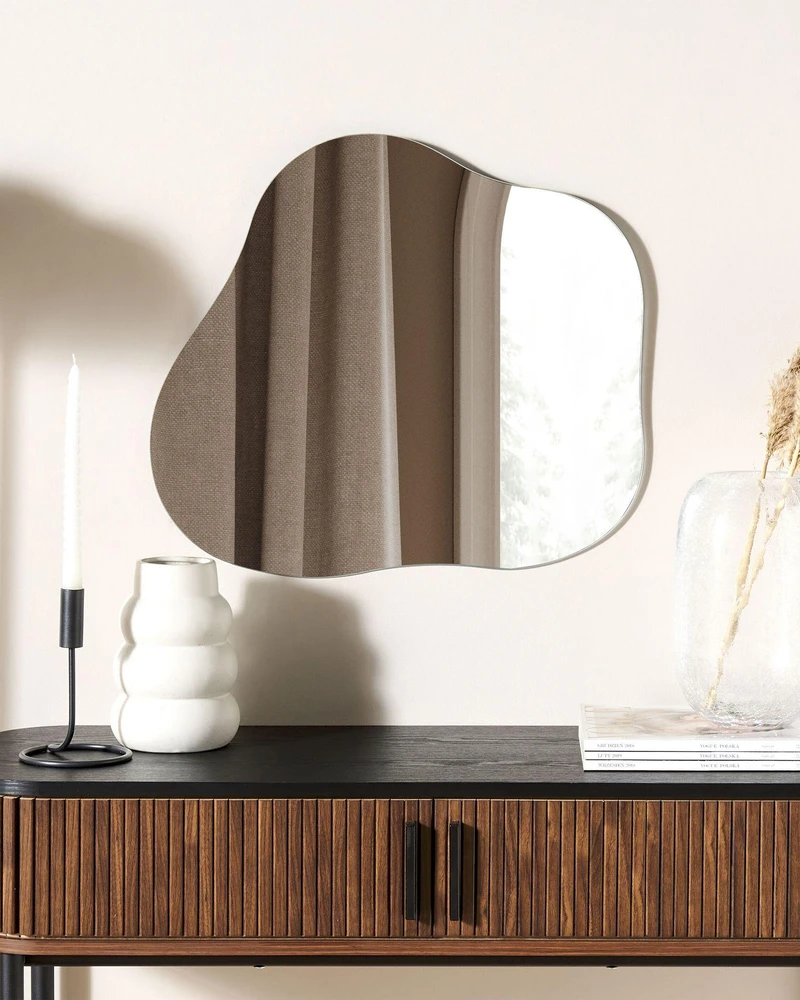 Beliani Sieninis veidrodis BAGNEUX 50 cm 55 cm, sidabrinis