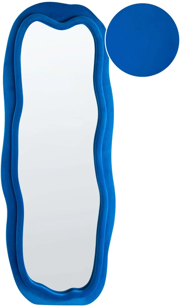 Beliani Sieninis veidrodis BEAUNE 56 cm 160 cm, veliūras, mėlyna spalva