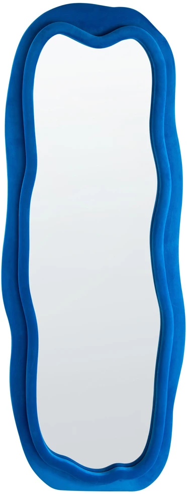 Beliani Sieninis veidrodis BEAUNE 56 cm 160 cm, veliūras, mėlyna spalva
