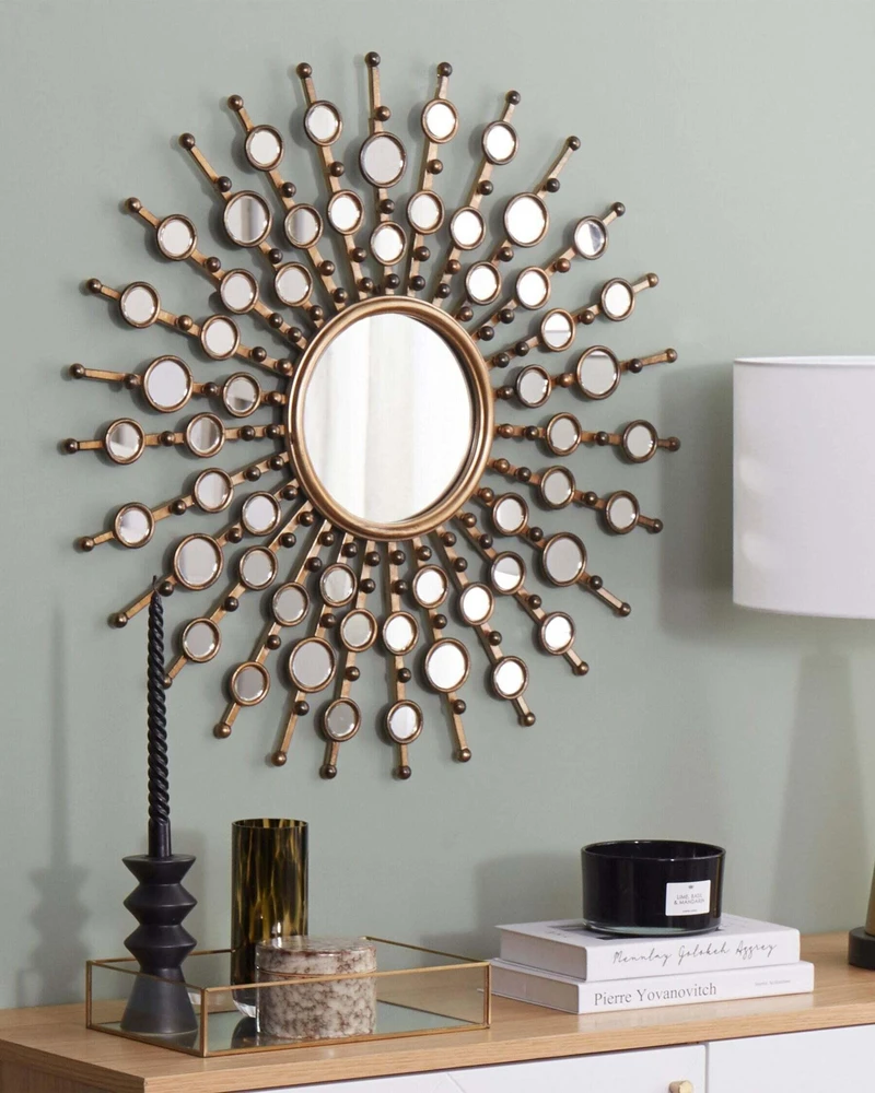 Beliani Sieninis veidrodis BLOIS 70 cm Metalinis auksinis