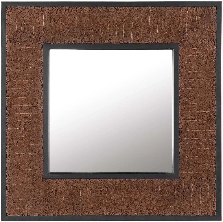 Beliani Sieninis veidrodis BOISE 60 cm x 60 cm tamsiai rudas tikmedžio masyvas